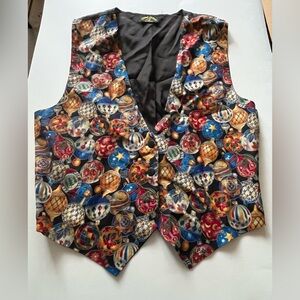 Vintage 90's Christmas ornament Women's vest- size Medium/Large. Button front